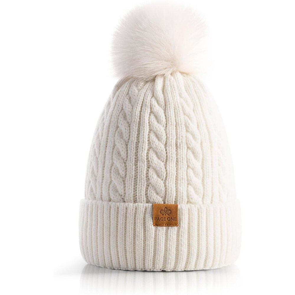 Women Winter Pom Pom Beanie Hats Warm Fleece Lined,Chunky Trendy Cute Chenille K